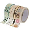 folia Washi Tape Set "Hot Foil", Mint/Gold