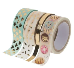 folia Washi Tape Set "Hot Foil", Mint/Gold