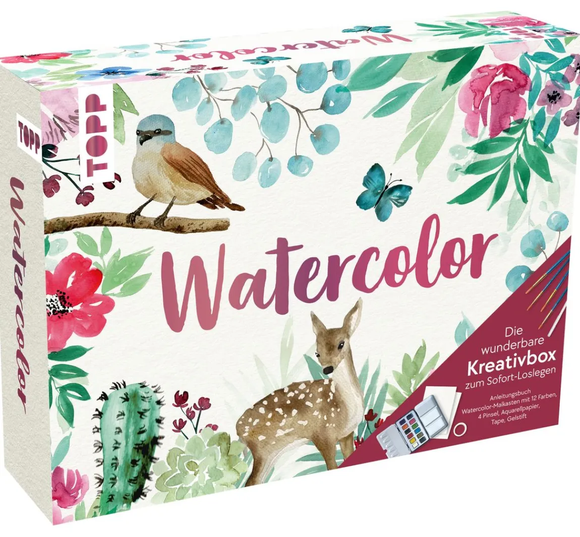Online Topp Watercolor - Die wunderbare Kreativbox. Mit Anleitungsbuch und Material