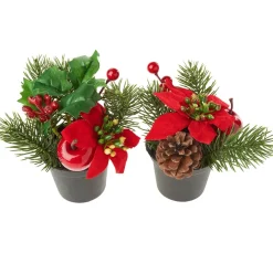 New DPI Weihnachtsarrangement mit Tanne im Topf, 2 Stück