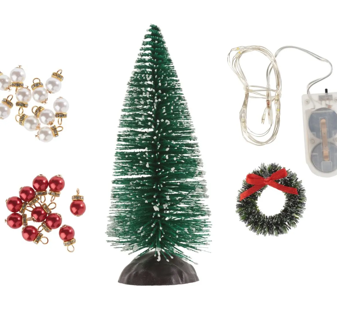 Discount HobbyFun Wichtel-Set "Beleuchteter Weihnachtsbaum & Tannenkranz"