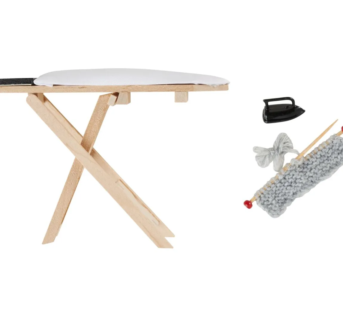 Outlet HobbyFun Wichtel-Set "Bügelbrett, Bügeleisen & Strickutensilien"