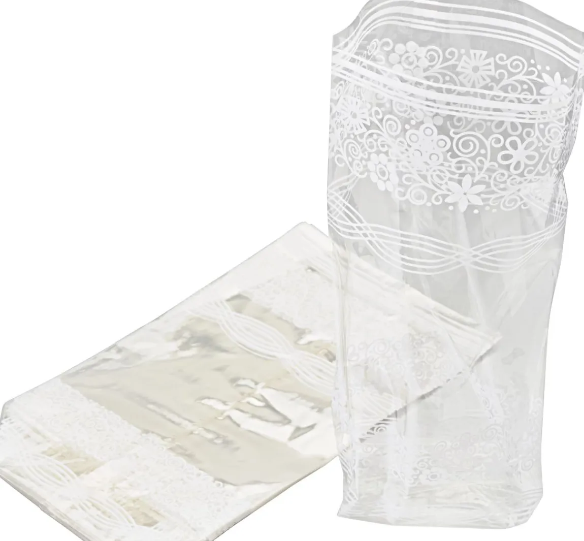 Hot folia Zellglas-Beutel mit weißem Spitzendruck, 10 Stück